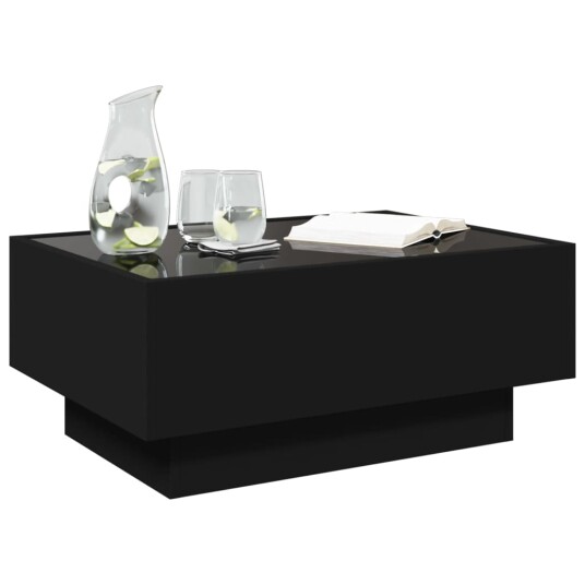 Salongbord med LED svart 70x50x30 cm konstruert tre 847512