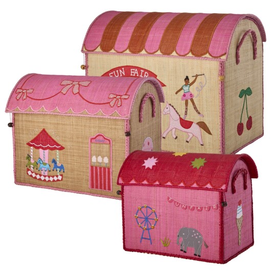 Rice Pink Fun Fair Theme Raffia Leketøy Baskets 3 Pakning Rice Pink Fun Fair Theme Raffia Leketøy Baskets 3 Pakning