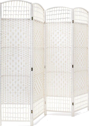 Hvit treromdeler – 4 panels personvernskjerm