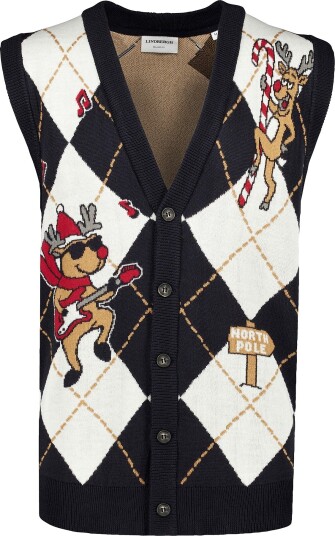 Lindbergh   Vest Christmas argyle vest   Blå