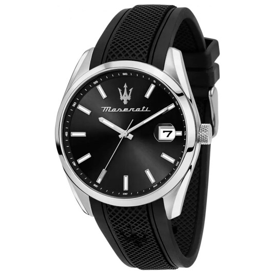 Maserati Herreklokke R8851151004 Attrazione Sort/Gummi Ø43 mm Maserati Herreklokke R8851151004 Attrazione Sort/Gummi Ø43 mm