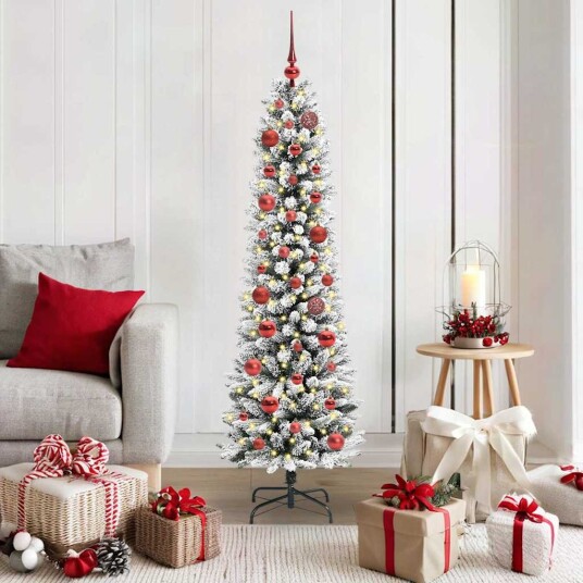 Kunstig juletre Grønn og hvit 150 cm PVC og Metall og Plast Kunstig juletre Grønn og hvit 150 cm PVC og Metall og Plast