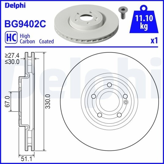 Bremseskive DELPHI BG9402C