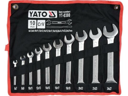 Yato 10-delt Nøkkelsett 6-27 mm i CrV Stål Yato 10-delt Nøkkelsett 6-27 mm i CrV Stål