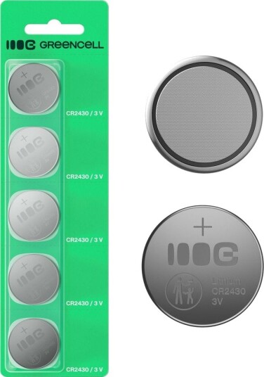 Green Cell CR2430 litium-knappcellebatteri, 3 V, 290 mAh – 5-pakning