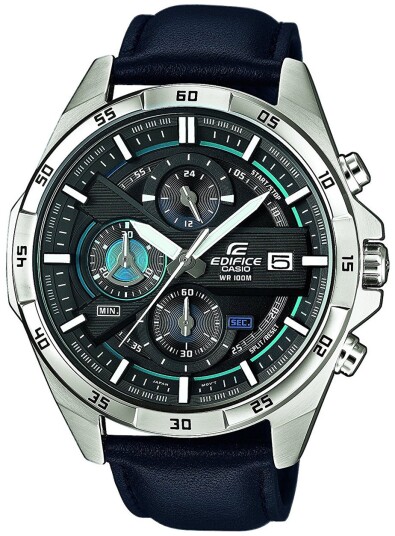 Casio Herreklokke EFR 556L 1AVUEF Edifice Sort/Lær Ø53.5 mm