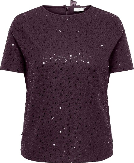 ONLY Carmakoma Carwham 2/4 O Neck Seq Top Jrs   PLUM PERFECT   42 44