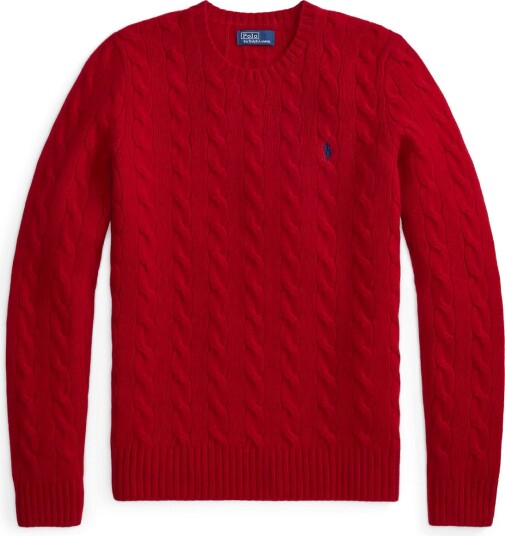 Polo Ralph Lauren Cable Wool Cashmere Crewneck Sweater UNIVERSITY RED XS
