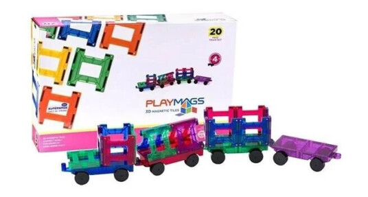 Playmags 3D magnetic train blocks 155 set of 20 pieces