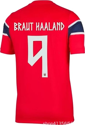 Fotball VM 2026 Norges herrelandslag hjemmedrakt for barn + shorts + sokker nr. 9 Haaland trykt