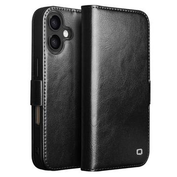 Qialino iPhone 17 Classic Lommebok deksel I Lær   Svart