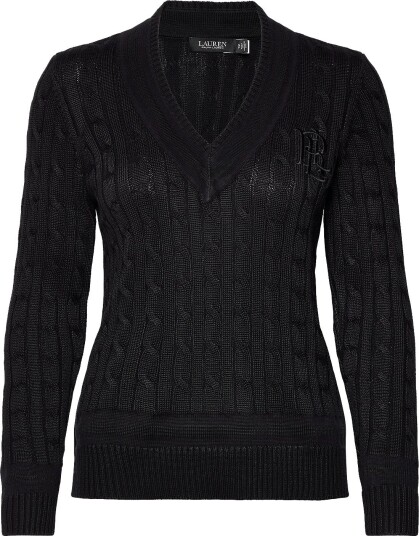 Lauren Ralph Lauren Cable Knit Cricket Sweater   BLACK   M