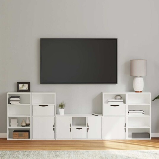 TV enheter med oppbevaring 5 delers ODDA hvit heltre furu TV enheter med oppbevaring 5 delers ODDA hvit heltre furu