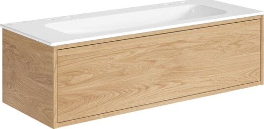 Gustavsberg Ducentic Servantskap med Porselenservant Lys eik / 120cm 2 Dobbel Hull for Kran