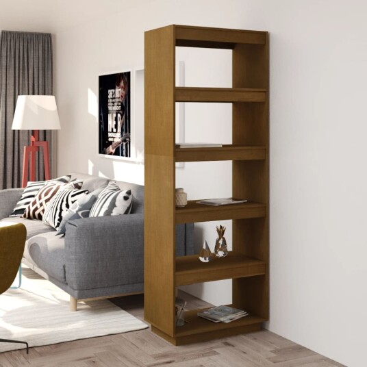 vidaXL Bokhylle/romdeler honningbrun 60x35x167 cm heltre furu vidaXL Bokhylle/romdeler honningbrun 60x35x167 cm heltre furu