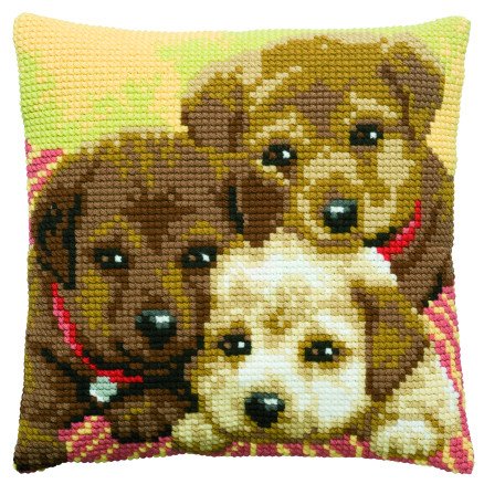 Permin Broderisett Stramaj m garn valper 40x40cm