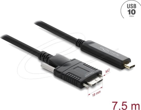 Delock Aktiv Optisk Kabel Usb 10 Gbps Usb Type-C™ Hann Til Type Micro-B Hann Med Skruer 7,5 M 83629