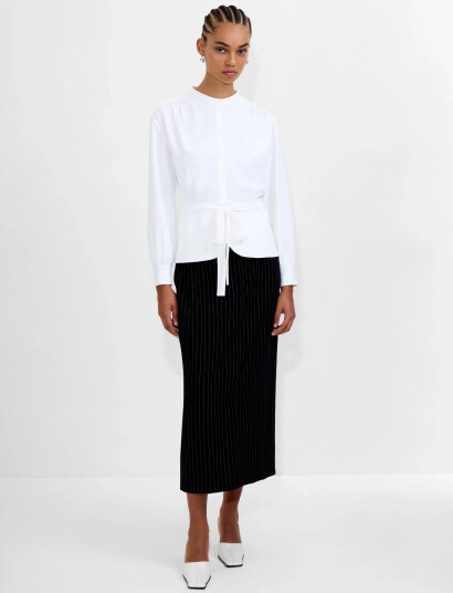 French Connection Arezzo Ls Waist Tie Shirt - White - 42