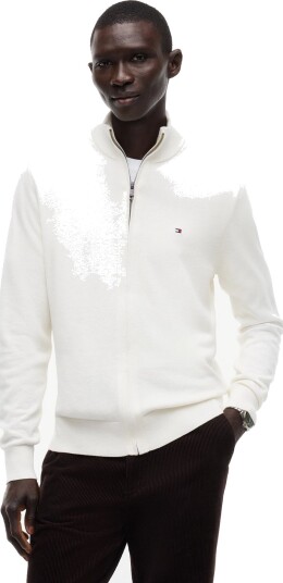 Tommy Hilfiger Pima Org Ctn Cashmere Zip Thru Cream XXL