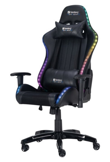 Sandberg Commander - Gaming Stol - Rgb - Led - Liggestol - Armlener - T-Formet - Roterende - Stoff Polyuretanlær