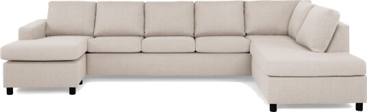 Crazy 5 seters Høyrevendt U formet X Large Sofa med Divan og Sjeselong i Stoff   Beige