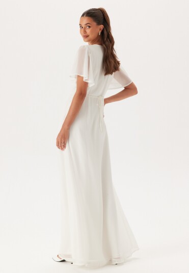 Bubbleroom Occasion Butterfly Sleeve Button wedding gown White 36