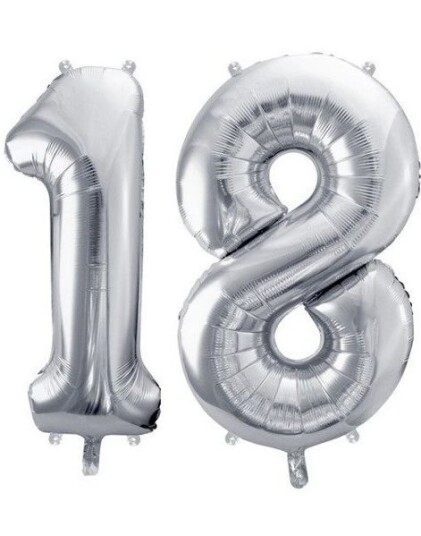 18 år ballonger 35 cm sølv