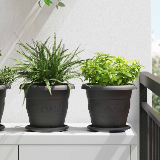 vidaXL Plantepotter 24 stk. Svart Ø 22 x 18 cm Plast