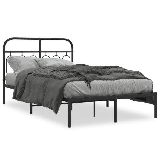  Sengeramme i metall med sengegavl svart 120x200 cm 8721102645853
