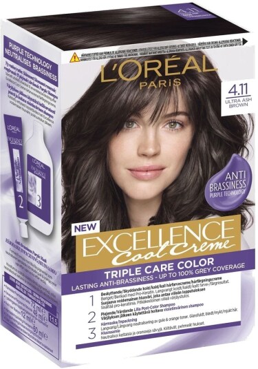 L'Oréal Paris Excellence Crème Hårfarge – 1 Stk. 4.11 Ultra Ash Brown L'Oréal Excellence Hårpleie Hårfarge & Tilbehør Hårfarge
