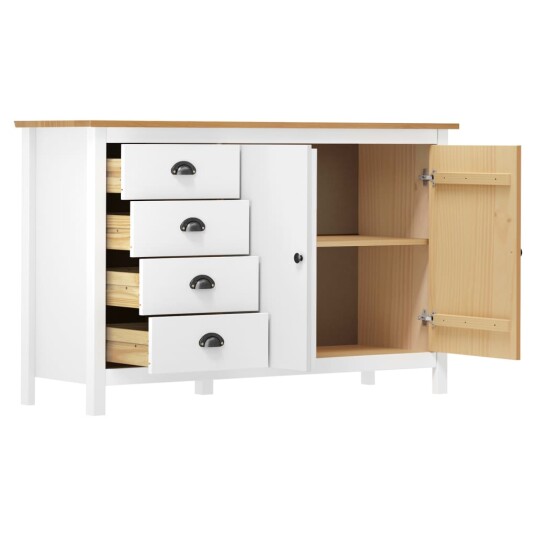 vidaXL Skjenk Hill Range hvit 130x40x80 cm heltre furu