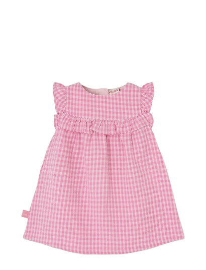 Boboli Poplin Dress Check For Baby Bci Pink 74