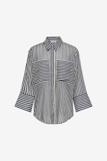 JDY - Skjorte jdyMartina 7/8 Striped Shirt Wvn - Blå