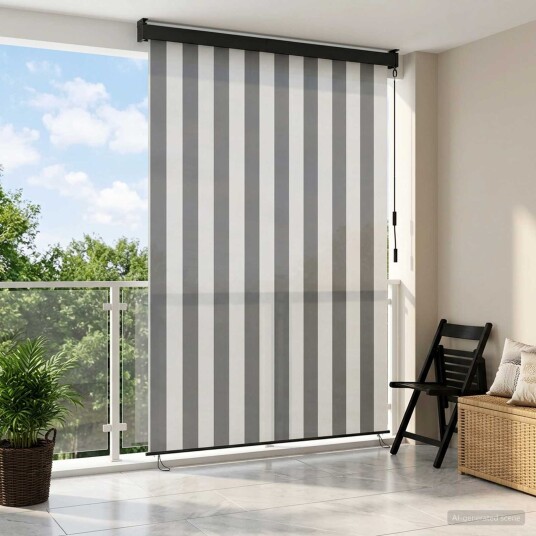 vidaXL Rullegardin Antrasitt og Hvit 60 x 250 cm Stoff og Aluminium