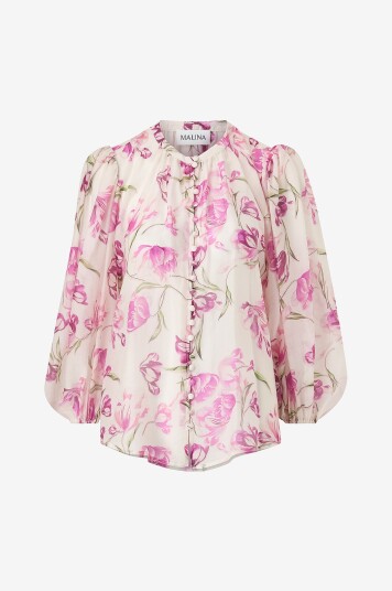 By Malina Bluse Minoa Balloon Slevee Sheer Rosa