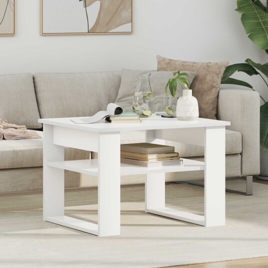 Kaffebord med lagring Hvit 64 x 54 x 44 cm Konstruert tre