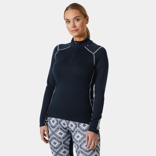 Helly Hansen Dame Lifa Merino Mellomvekt 1/2 Glidelås Basislag Marineblå L