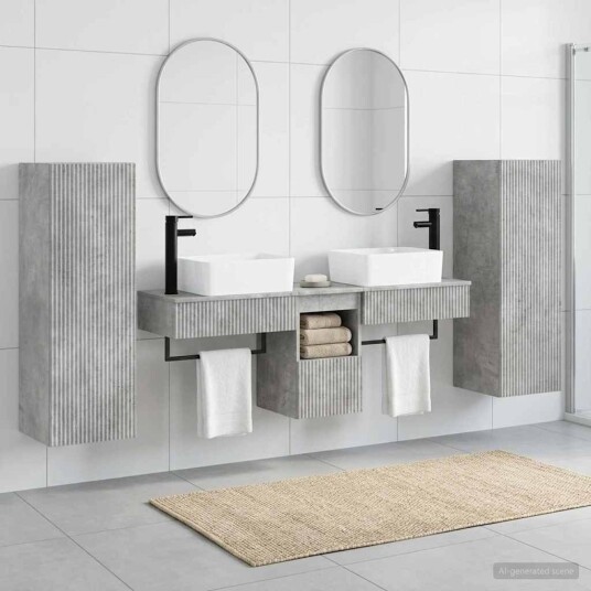 vidaXL Baderomsinnredningssett 5 stk. Betonggrå 33 x 34,5 x 100 cm vidaXL Baderomsinnredningssett 5 stk. Betonggrå 33 x 34,5 x 100 cm
