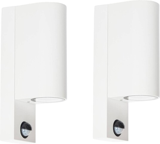 Prios utendørs vegglampe Tetje hvit rund sensor sett med 2 stk