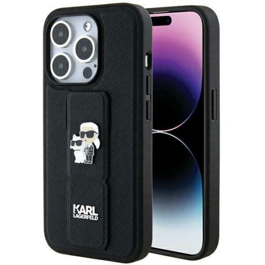 Karl Lagerfeld Gripstand Hardcase Saffiano til iPhone 13 Pro/13 - Svart