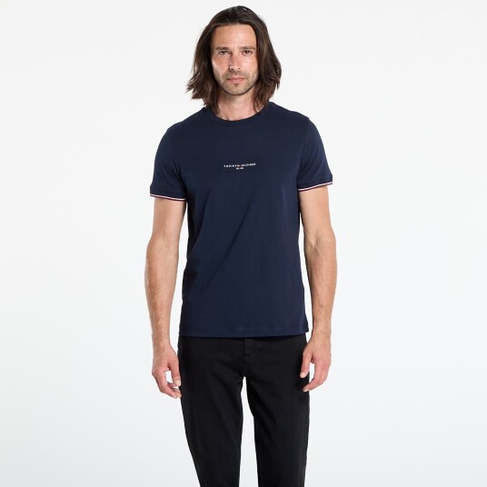 Tommy Hilfiger Tommy Logo Tipped Tee - Navy - L Tommy Hilfiger Tommy Logo Tipped Tee - Navy - L