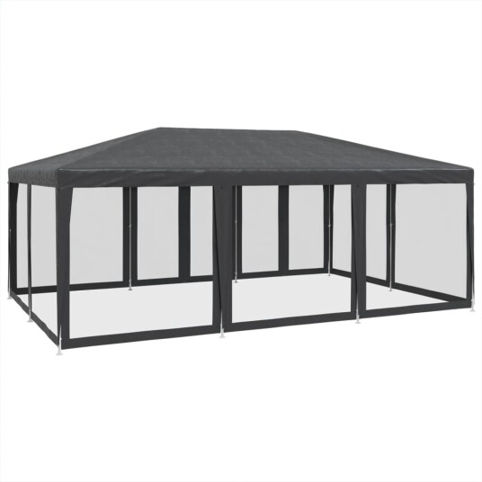 Festtelt med 10 sidevegger av netting antrasitt 6x4 m HDPE Festtelt med 10 sidevegger av netting antrasitt 6x4 m HDPE