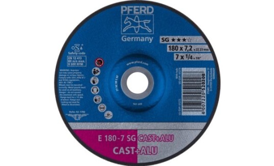 Pferd Slipeskive E 180 7 SG Cast+Alu 180x7.2mm 8500 rpm 10 stk Pferd Slipeskive E 180 7 SG Cast+Alu 180x7.2mm 8500 rpm 10 stk