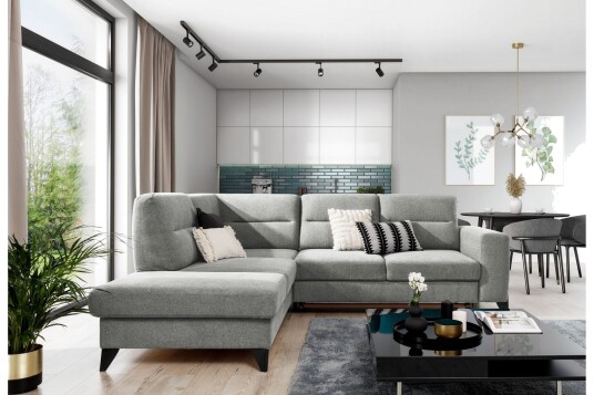 Anglika Sofa m. Sjeselong 4 seters   Grå