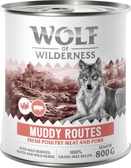 Wolf Of Wilderness Våtfôr Senior Expedition Muddy Routes Fjærkre Med Gris 6 X 800 G
