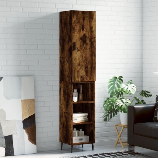 vidaXL Highboard røkt eik 34,5x34x180 cm konstruert tre 8720845484200