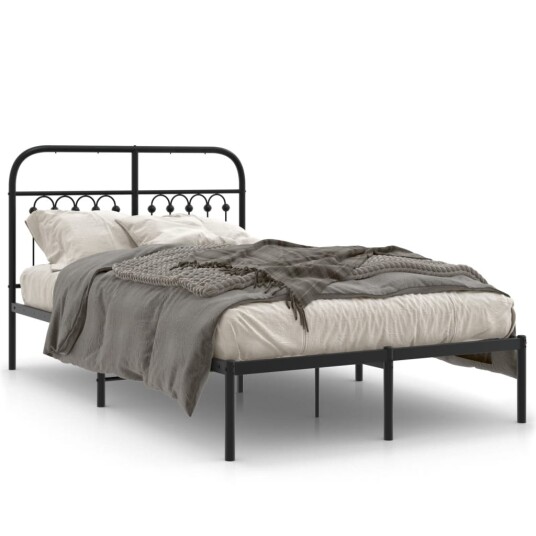  Sengeramme i metall med sengegavl svart 120x200 cm 8721102644870