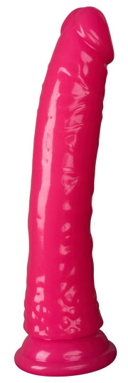 Realrock Glow in the Dark Slim Dildo med Sugekopp 16 cm - Lyserosa - Lyserosa