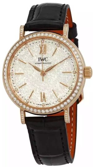 IWC Dameklokke IW357406 Portofino Sølvfarget/Lær Ø34 mm