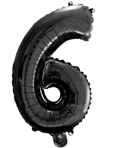 Tallet 6 Svart 41 cm Liten Folieballong